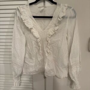H&M White Ruffled Blouse